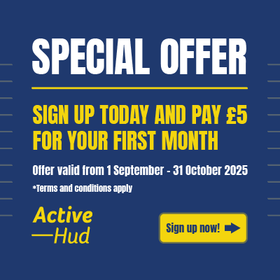 ActiveHud special offer. Sign up today and pay £5 for your first month. Offer valid from 1 September to 31 October 2025. Terms and conditions apply.